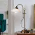 Globo LED Tischleuchte höhenverstellbar, Metall altmessing, Glas opal, E14, H54cm