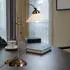 Globo LED Tischleuchte höhenverstellbar, Metall altmessing, Glas opal, E14, H54cm