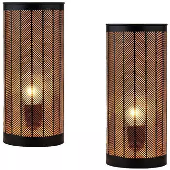 Marrakesch Orient & Mediterran Interior Aigna Tischlampe 2er Set Metall Schwarz/Gold E27 (di-1363b-sch-2er)