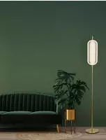 Searchlight Stehlampe "Capsule LED Floor Lamp, Satin Brass Metal and Acrylic...
