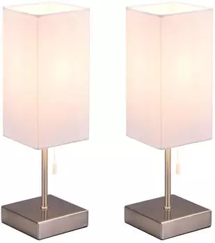 Trio Tischleuchte Metall/Stoff USB-C Ladefunktion Zugschalter, 2er Set, H 35cm (E27)