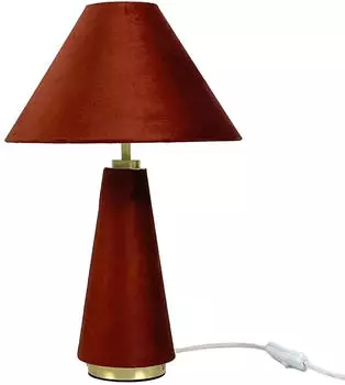 Relaxdays Tischlampe Samtschirm Metallfu&szlig; E14 47x30cm dunkelrot/gold (10052524_470)