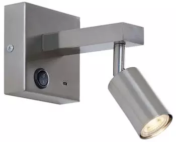 QAZQA Rex Wandleuchte Stahl neigbar mit USB-C (108666)