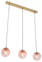 Qazqa Esstisch Art Deco Pendelleuchte, Pendellampe - Pallon - Rosa, 3-flammig,...