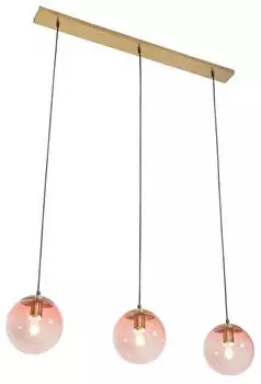 QAZQA Pallon Mezzi Art D&eacute;co Pendelleuchte 3-flammig Messing, rosa Glas (103008)