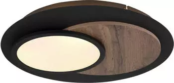 Globo Kory Deckenleuchte LED schwarz Holzoptik &Oslash;48cm