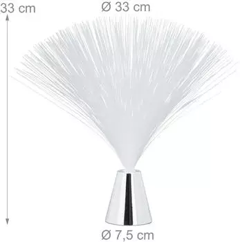 Relaxdays Glasfaserlampe LED Stimmungslicht Farbwechsel 33cm