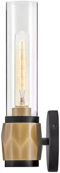 Elstead Lighting Ellison Wandleuchte E27 Schwarz/Heritage-Messing Glas klar IP44 (HK-ELLISON1-BK-HB)