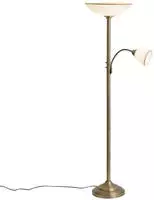 Qazqa Klassische Stehleuchte Bronze Mit Opalglas 2-flammig -