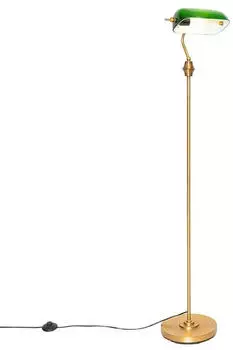 QAZQA Banker Notar-Stehlampe Bronze mit gr&uuml;nem Glas E27 (105226)