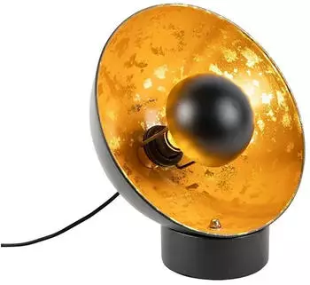 QAZQA Magna Eglip Industrielle Tischlampe Schwarz mit Goldener Innenseite (97874)