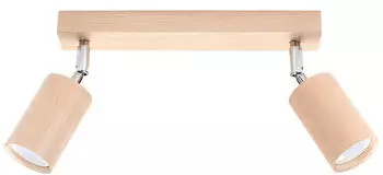 ETC Shop Deckenspot 2-flammig Holz braun, verstellbar, 2x GU10, L 30cm