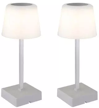 Globo Tischleuchte CCT LED Touchdimmer Akku silber 2W 2er Set (8,5x25,5cm)