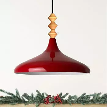 Bamyum Champion Pendelleuchte Holz/Metall &Oslash;35cm E27 Rot (BMM2066XXXQ04)