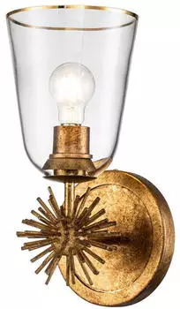 Elstead Lighting Staring Wandleuchte E27, Glas klar, Gold antik (STARING-1WB-DG-CLEAR)