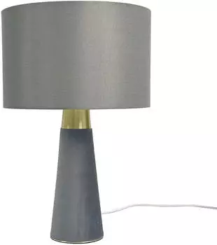 Relaxdays Tischlampe Samt & Leinen, gold/grau