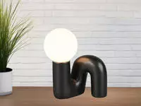 REALITY Leuchten Tischleuchte "QUINN, Keramik Tischlampe m. Glasschirm, ohne