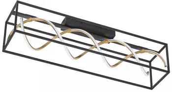 Fischer Leuchten LED Deckenleuchte Schwarz/Gold dimmbar 40W 4700lm 90cm (21436)