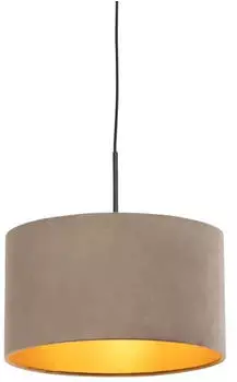 QAZQA Combi Pendelleuchte Velourschirm Taupe/Gold &Oslash;35cm (98486)