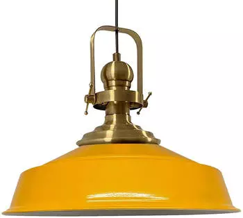 Bamyum Asletl Industrielle Pendelleuchte Metall &Oslash;41cm E27, Dunkelgelb (Asletl)