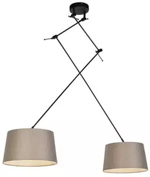 QAZQA Blitz II Pendelleuchte 2-flammig Leinenschirme Taupe 35cm (98665)