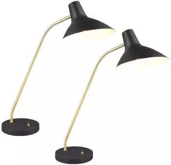 Trio Flexo Tischleuchte E27 verstellbar schwarz/gold H54cm 2er Set