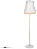 Qazqa Retro Stehleuchte mit Schirm, Stehlampe - Kaso - Cr&egrave;me, Rund, max. 60W,