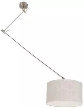 QAZQA Blitz Pendelleuchte Stahl/Textil Schirm 35cm grau, E27 (95069)