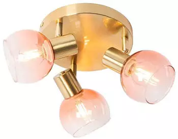 QAZQA Vidro Art-Deco-Deckenstrahler 3-flammig Gold Rosaglas (105617)
