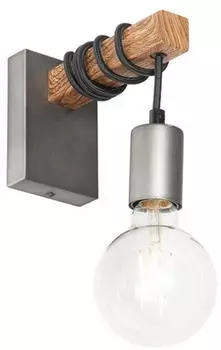 QAZQA Gallow Industrielle Wandleuchte Stahl mit Holz Braun (103943)