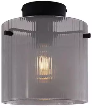 QAZQA Laura Art-Deco-Deckenleuchte Schwarz Rauchglas (108604)