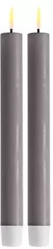 Deluxe Homeart LED-Stabkerzen 24cm Grau 2er-Set (RF-0038)