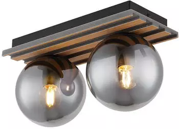 Globo LED Deckenleuchte 2-flammig Rauchglas Glaskugel 2x6,5W warmwei&szlig; 35cm