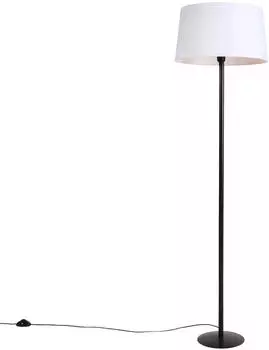 QAZQA Simplo Stehlampe Leinenschirm wei&szlig; 45cm (98579)