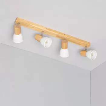 LEDKIA LIGHTING Tautau Deckenleuchte 4 Spots Metall & Holz Weiß