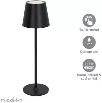 Nedis Dimmbare Tischlampe 1.8W 150lm 3000-6000K IPX4 Akkubetrieben (LTOUT05BK)
