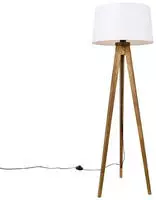 Qazqa Landhaus Tripod Lampe, Tripod Leuchte - Tripod_classic - Wei&szlig;, Holz,...