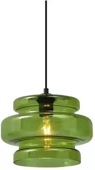 QAZQA Denise Retro Hängeleuchte Schwarz Grünes Glas (108767)