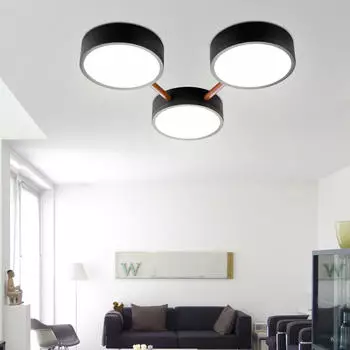 Nino Diego LED-Deckenleuchte dimmbar, schwarz, Holzoptik, 23W 2150lm (60510302)
