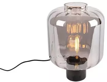 QAZQA Qara Design Tischlampe Schwarz mit Rauchglas (102203)