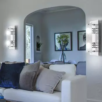 ETC Shop Wandleuchte Spiegelglas satiniert, Metall chrom, E27 LED 4W warmwei&szlig;, 2er Set
