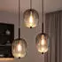 Globo LED-Hängeleuchte 3-flammig, Metall schwarz, Glas rauchfarben, 3x6W warmweiß, H120cm