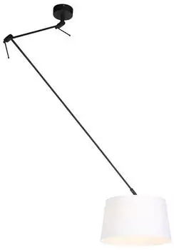 QAZQA Blitz Pendelleuchte Leinenschirm Wei&szlig;/Schwarz, &Oslash;35cm (98650)