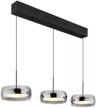 Globo Livion LED-Pendelleuchte Glas rauchgrau/schwarz, 85cm (Livion)