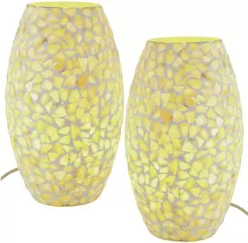 Marrakesch Orient & Mediterran Interior Tiaga -2- Tischlampe 2er Set, Mosaik-Glas (dc-09b-2er)