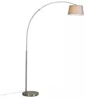 Qazqa - Modern Smart Bogenlampe Stahl I Silber I nickel mattschirm grau inkl....