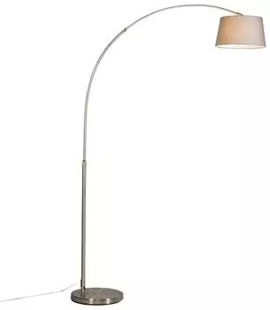 QAZQA Arc Basic Bogenlampe Stahl grau, Smart WiFi E27 (104630)
