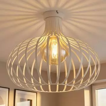 Globo LED-Deckenleuchte Gitter, sandfarben, Metall, &Oslash;40cm