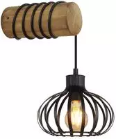 Wandleuchte Wandlampe Wohnzimmer Aufbau Braun Holz Metall E27 Schalter H 59 Cm