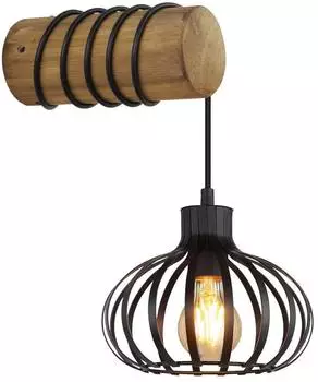 Globo Caldwell Wandleuchte Holz braun, Drahtgeflecht, E27 (Caldwell)